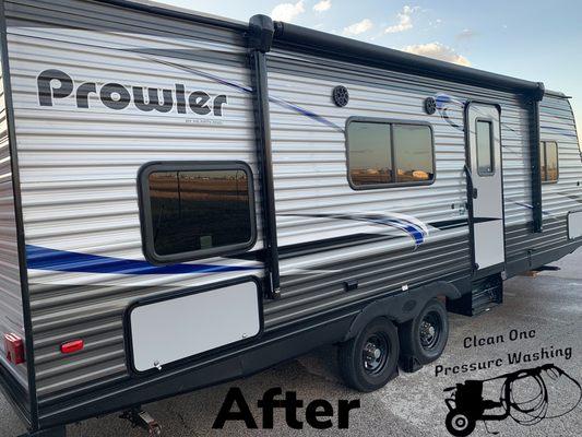 Clean One Pressure Washing takes time to insure quality cleaning of your travel trailer.