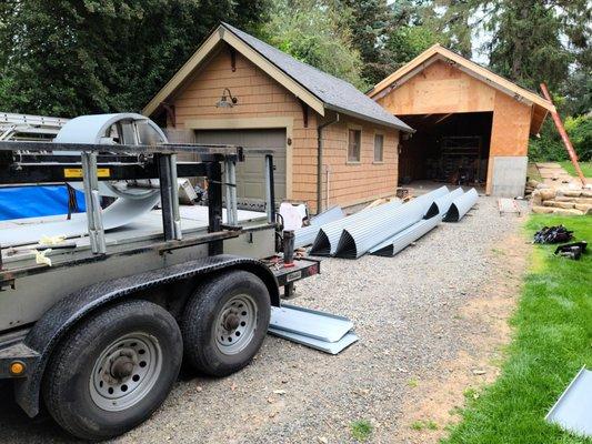 Standing seam metal roof on a residential project in Lake Oswego, OR.