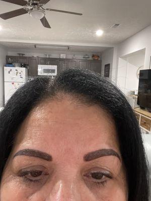 1st Brow appointment. Right brow too high and round