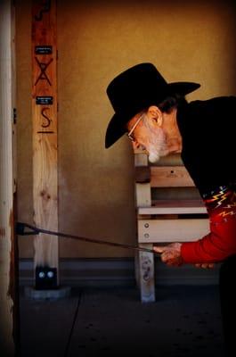 Branding the timbers at the Rodeo Center