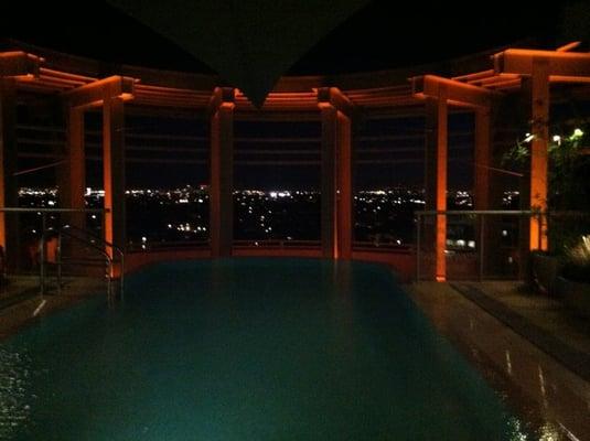 night time poolside