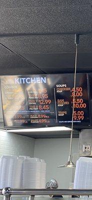 Menu with prices