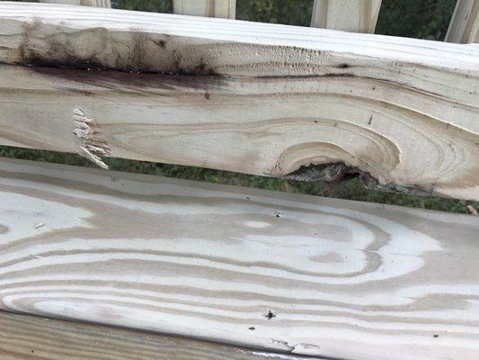 Splintered boards used, and
 not fixed when we voiced concerns