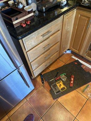 Completed drawer installation cannibalized from cabinet now housing dishwasher. #perfectfit