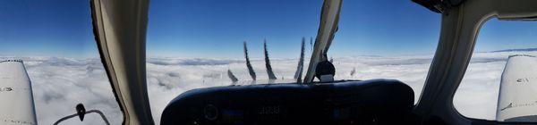 Flying on top of clouds in California