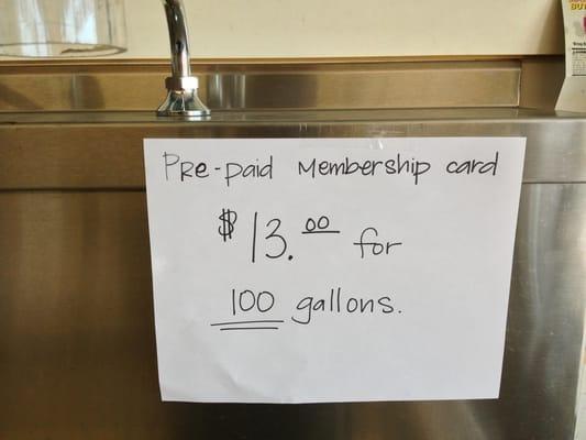 Prepaid membership saves you 35 gallons for free off of regular price.