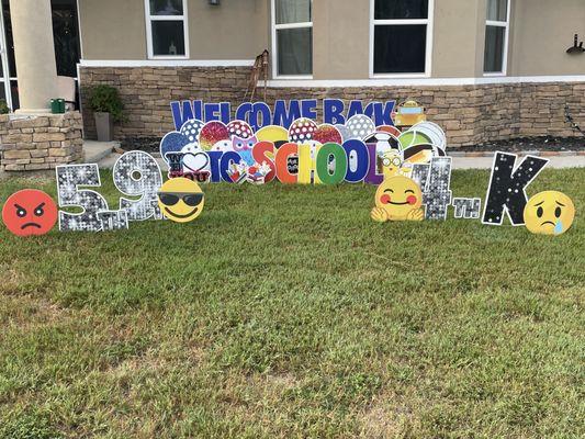 It's that time of year again and what a better way to help your child/children get ready by surprising them with a yard sign.