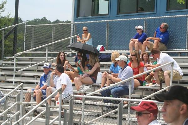 The bleachers are small, but there's enough room