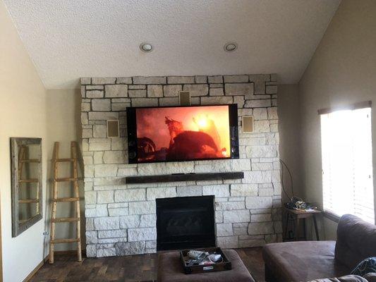 Stone fire place and mantel upgrades