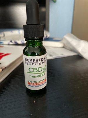 The 500 MG CBD Extract in Orange flavor.