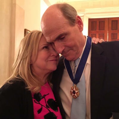 Make-up by Kelly for Mrs. Kim Taylor...seen here with her husband, James Taylor, at the White House