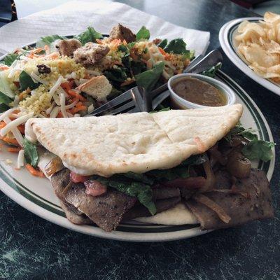 Most delicious Gyro I've ever put in my mouth paired with a Mediterranean salad!