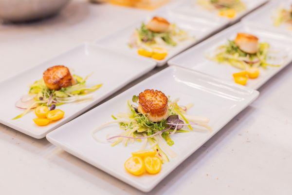 Scallop with pickled kumquat in home private dinner