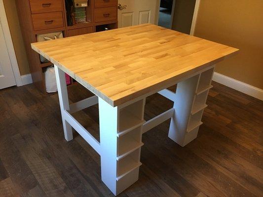 Custom built work table for Craft room.