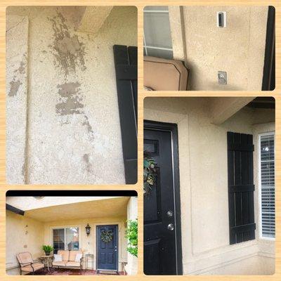 Before and After Stucco painted Eric helped with fixing the previous stucco issues I had by matching to my stucco color.