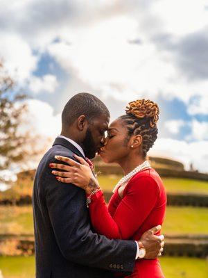 A surprise proposal shoot by the Mount at the Centennial Gardens.