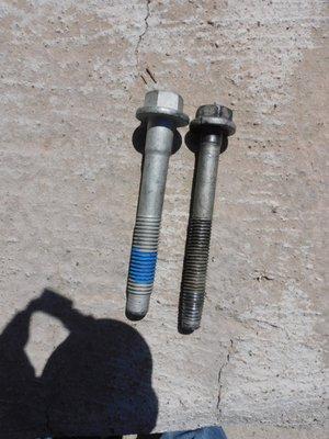 You can clearly see the difference in size between the bolts, causing multiple problems.