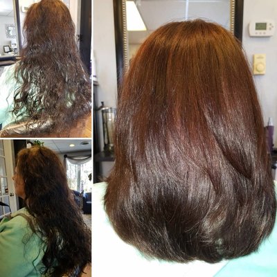 Cut, color and conditioning Before and After