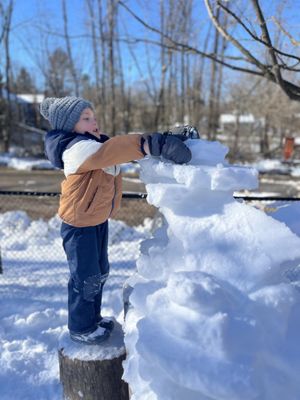 Snowy days bring the best outdoor creative play!