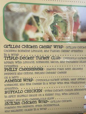 Specialty sandwiches and wraps