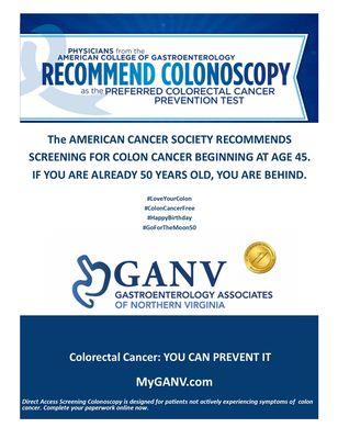 Let's get screened for colon cancer! If 50, you are a little behind in getting screened.