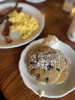 Pancakes, eggs, and bacon