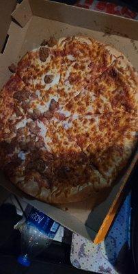 This was the second pizza they gave me. As you can see Still burnt when I asked for lightly cooked and no extra cheese.