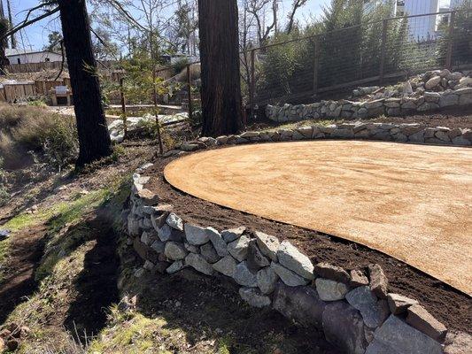 Graded decomposed granite California Gold patio.