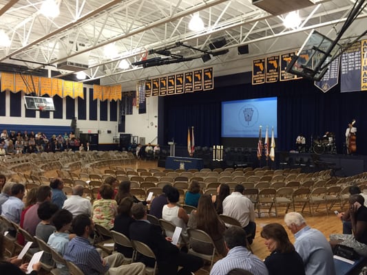 2015 NHS Indoctrination Ceremony - Countless All-State flags flank the circumference of the Gymnasium - Impressive!