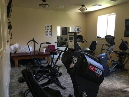 The exercise room.