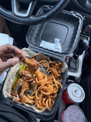 8  wing ding with curly fries