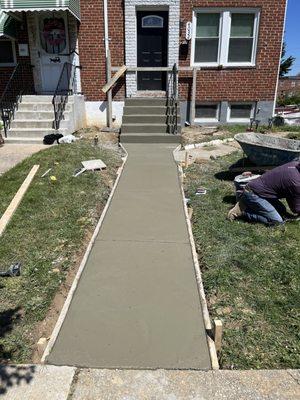 Concrete entryway and steps