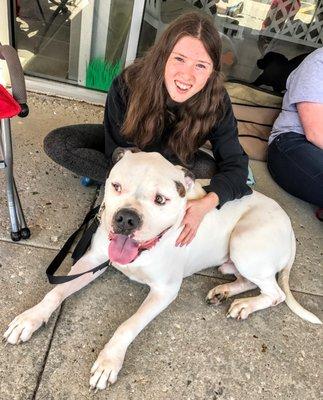 Volunteers keep our foster dogs company during our Saturday Adoption Events