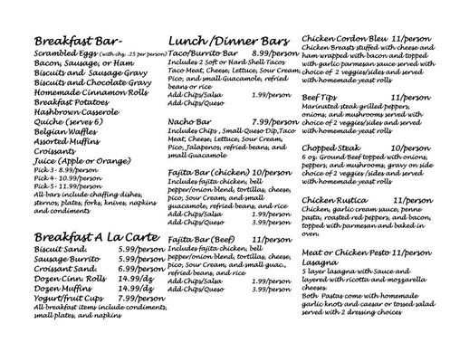 Catering drop off menu page2