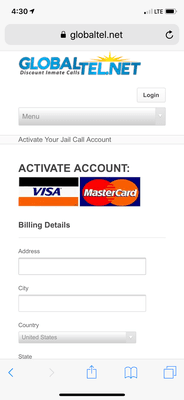 Page where you enter in your credit card information and still no amount listed