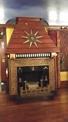 Fireplace in lobby to main meeting room