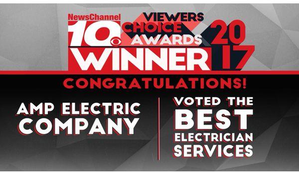 Thank you for making us 2017 news channel 10 electrical contractor of the year, thank you!!