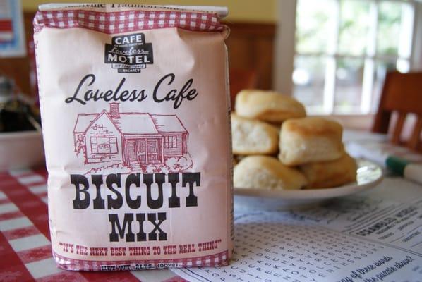 Make your own delicious biscuits at home with Loveless Cafe Biscuit Mix! Available in-store and online.