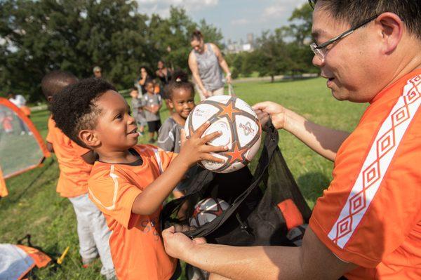 The friendly ball bag monster!  Yum yum soccer balls!!