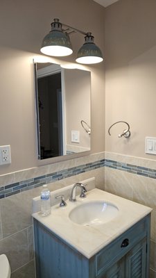 New bathroom after water damage restoration, Levittown, NY