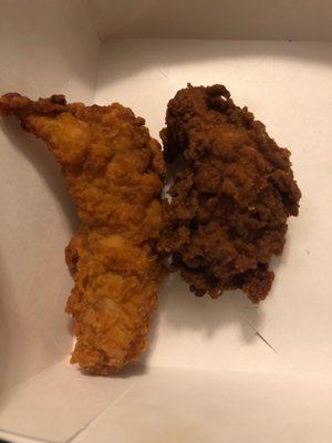 The chicken I bought yesterday at division store compared to burnt chicken