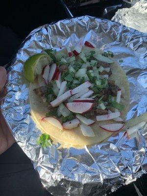 Carne asada corn taco