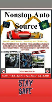 Nonstop Auto Source offers Sanitizing Package for Vehicles and Small Business. Schedule your Appt Today.