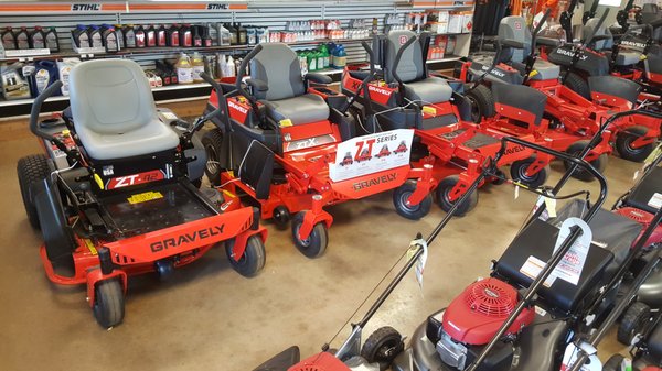 We carry a full line of Gravely zero-turn mowers.