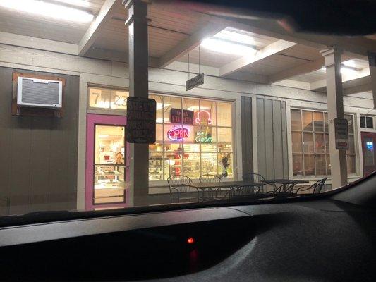 Storefront at night