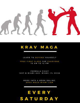 Krav Maga class every saturday from 10 am to 12 pm