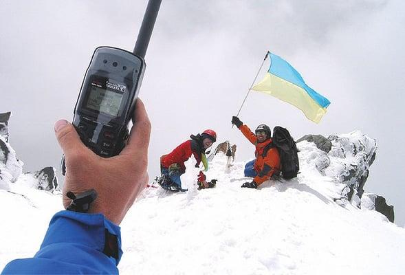 Thuraya satellite phone in use in Himalaya