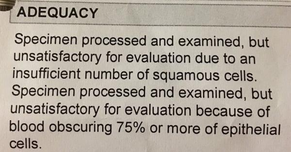 serious recommendations on info from inadequate/unsatisfactory specimen/test is unethical