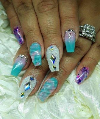 Unicorn nails with Swarovski crystals