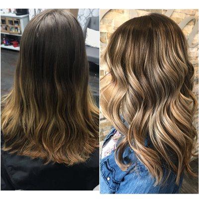 Before and after! Refreshed and brightened up her balayage